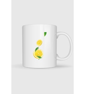 Limon, Limon Ve Dilimlenmiş Limon Tasarımlı Kupa Bardak