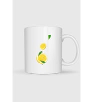 Limon, Limon Ve Dilimlenmiş Limon Tasarımlı Kupa Bardak