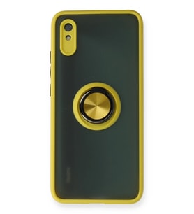 Redmi 9A Kılıf Montreal Yüzüklü Silikon Kapak - Sarı