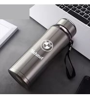 1 Litre Paslanmaz Çelik Araç Baskılı Termos 12 Saat Sıcak Soğuk Tutma  Dayanıklı Yapı (Gümüş)