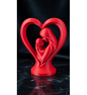 MYCRAFT3D 2'li Anneler Günü Hediyesi Kalp İçinde Anne Bebek Figürlü Biblo - Dekoratif Heykel 12cm