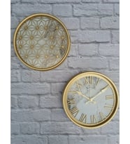 Markakanvas Altın(Gold) Renk Metal Kasalı Mermer Desenli  Duvar Saati  Ve Tablo (Altın)
