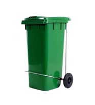Omnipazar SY-6507 Pedallı Tekerlekli Kapaklı Plastik Çöp Konteyneri 120 lt (Yeşil)