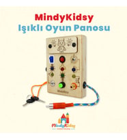 Çocuklar İçin Eğitici Ahşap Montessori Mini Işıklı Oyun Panosu - Zeka Geliştirici Oyuncak