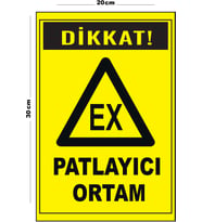 Metal Patlayıcı Ortam 20cm x 30cm A4 Büyüklüğünde Uyarı Levhası Yönlendirme Tabelası