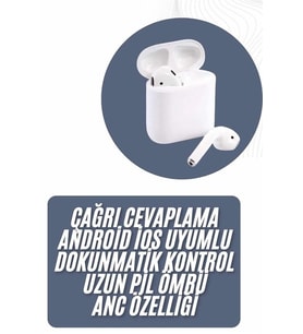 2025 Model Çağrı Cevaplayabilen Bluetooth Kulaklık Beyaz Dokunmatik Kontrol
