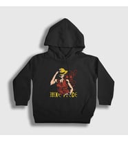 Presmono Unisex Çocuk Siyah Monkey Luffy Anime One Piece Kapüşonlu Sweatshirt 136292tt