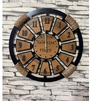 Hediyelik Kişiye Özel Dekoratif Ahşap Duvar Saati 40 cm