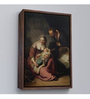 Çerçeveli Rembrandt - Kutsal Aile Tablo - The Holy Family (Kahverengi)
