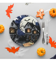 Keramika Halloween Blue Castle Servis Tabağı 26 Cm 19951