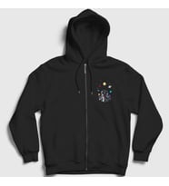 Presmono Unisex Siyah More Space Astronaut Space Astronot Uzay Fermuarlı Kapüşonlu Sweatshirt 282670tt