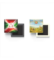 Buzdolap Magnetleri - Burundi Bayrağı ve Gitega Retro Tema - 2'li Set Magneti