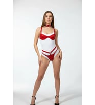 Mulvxbrf Brf02 Kırmızı Harness Takım Parlak Deri Boyunluklu Halka Detaylı - Brf1298 (Mulvix)