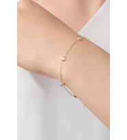 GÜMÜŞ ALTIN KAPLAMA ZİRKON TAŞLI BİLEKLİK (Sarı-Beyaz)
