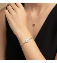Lorivelle 14K Altın Kaplama Paslanmaz Çelik İtalyan Ezme (Herringbone) Yassı Balıksırtı Zincir Bileklik