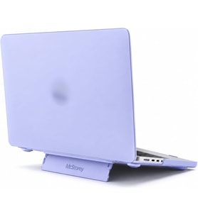 MacBook Air 13.6 İnç Kılıf M2 M3 M4 M5 Uyumlu, Mat Şeffaf Parmak İzi Bırakmaz PC Hardcase, Gizli Katlanabilir Standlı, Havalandırmalı İnce Koruyucu (A2681/A3113/A3240/A3449) Açık Lila