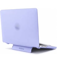 MacBook Air 13.6 İnç Kılıf M2 M3 M4 M5 Uyumlu, Mat Şeffaf Parmak İzi Bırakmaz PC Hardcase, Gizli Katlanabilir Standlı, Havalandırmalı İnce Koruyucu (A2681/A3113/A3240/A3449) Açık Lila