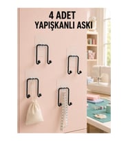 4 Adet Çok Amaçlı Yapışkanlı Askılık Ev Düzenleyici Duvar Askı Seti