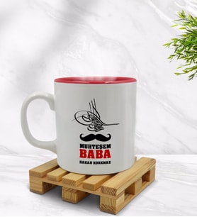 BK Gift Kişiye Özel Muhteşem Baba Tasarımlı İçi Kırmızı Renkli Kupa Bardak Model 1