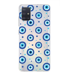 PrintiFy Samsung Galaxy A51 ile Uyumlu 1mm Slim Fit Nazar Boncuğu 1 Baskılı Şeffaf  Kılıf