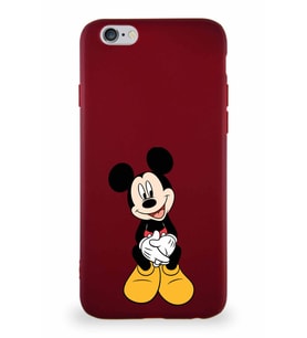 Apple iPhone 6S Soft Premier Kapak Mickey Mouse-A Tasarımlı Silikon Kılıf - Mürdüm (Şeffaf)