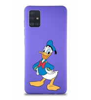 Samsung Galaxy M31S Soft Premier Kapak Donald Duck-C Tasarımlı Silikon Kılıf - Mor (Şeffaf)