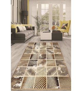 Dijital Kaymaz Taban Yıkanabilir Modern Renkli Salon Halısı Mutfak Halısı Yolluk ND-HT-1221 (Vizon)