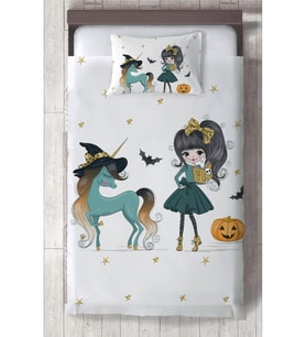 MEKTA HOME BEBEK VE ÇOCUK ODASI Bal Kabaklı Unicorn Desenli Yatak Örtüsü