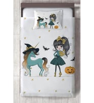 MEKTA HOME BEBEK VE ÇOCUK ODASI Bal Kabaklı Unicorn Desenli Yatak Örtüsü