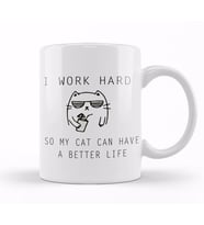 Kedi I Work Hard Cats Kupa Bardak Porselen