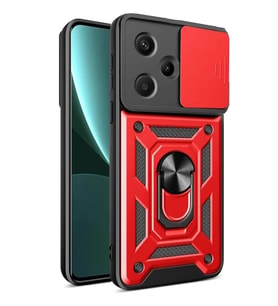 Redmi Note 13 Pro Plus Kılıf Pars Lens Yüzüklü Silikon - Kırmızı