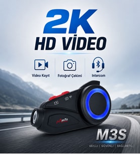 Maxto M3S 2K HD 1440P Kameralı Motosiklet Kask İnterkom Bluetooth 5.0 WiFi 1000 Metre Intercom FM Radyo IP67