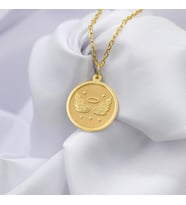 Kişiye Özel 925 Ayar Gümüş Tasarım Melek Kanatları Figürlü Kolye (Gold)