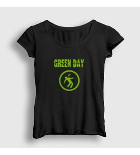Presmono Kadın Siyah Warning Green Day T-Shirt 55983tt