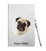 Kişiye Özel Köpek Tasarımlı Beyaz Defter Kalem Hediye Seti