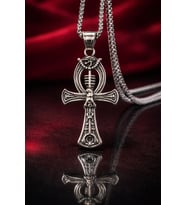 Antik Mısır Ölümsüzlük Sembolü – Gotik Mistik Çelik Tasarım Horus Gözlü Ankh Haç Kolye