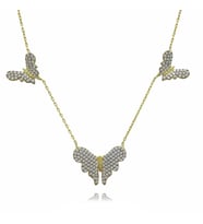 3 Lü Kelebek Zirkon Taşlı Gold Kaplama 925 Ayar Gümüş Kolye (Karışık)