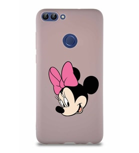 Huawei P Smart Soft Premier Kapak Minnie Mouse-B Tasarımlı Silikon Kılıf - Pudra (Şeffaf)