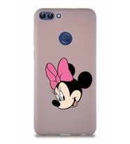 Huawei P Smart Soft Premier Kapak Minnie Mouse-B Tasarımlı Silikon Kılıf - Pudra (Şeffaf)