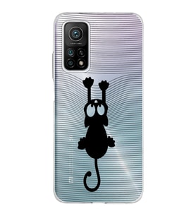 Xiaomi Mi 10 T Pro Uyumlu Kapak Çizgi Kedi Tasarımlı Şeffaf Silikon Kılıf