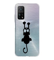 Xiaomi Mi 10 T Pro Uyumlu Kapak Çizgi Kedi Tasarımlı Şeffaf Silikon Kılıf