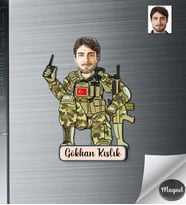 Kişiye Özel Asker Erkek Ahşap Magnet -4