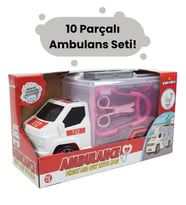 Büyük Boy Ambulans Arabalı 10 Parça Doktor Seti – 2in1 Oyun Seti (Pembe)