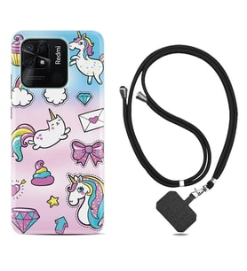 Xiaomi Poco X3 Pro M4 Pro X4 Pro C40 10C Kılıf Boyun Askılı Silikon Unicorn Mektup 1800