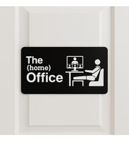 The Home Office Kapı Tabelası – Ev Ofis Dekorasyonu, Kapı Yazısı, Home Office İşaret Levhası (Siyah Beyaz)