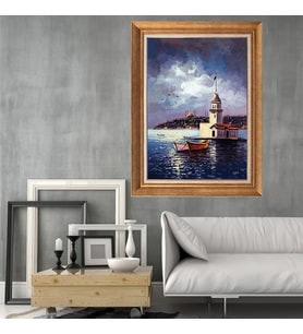 Altın Varaklı Paspartulu Çerçeveli Tablo rv971