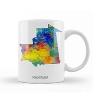 Mauritania Watercolor Map 01 Kupa Bardak Porselen