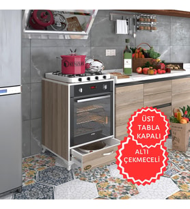 Kenzlife ankastre modülü kabini azot crd fırın ocak dolabı çekmeceli ayaklı sabit tabla (Karışık)