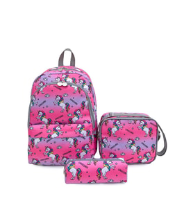 Superbag Okul Çantası 3'Lü Set Unıcorn (Pembe-A.Gri)