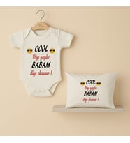 Pia Baby B39 %100 Pamuk Cool Diye Yazılır Babam Diye Okunur Yazılı Tasarlanabilir Bebek Body Ve Yastık Kılıfı (Ekru)